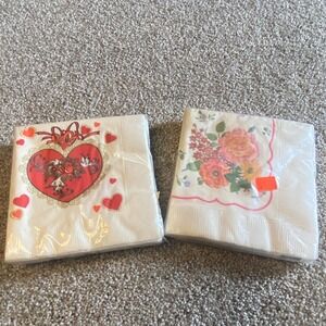 Vintage Paper Napkins Lot Ambassador Valentine Heart Beach Floral 36ct Sealed